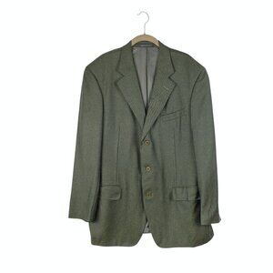 Ermenegildo Zegna Green Herringbone Wool Cashmere Blazer Jacket Mens 44